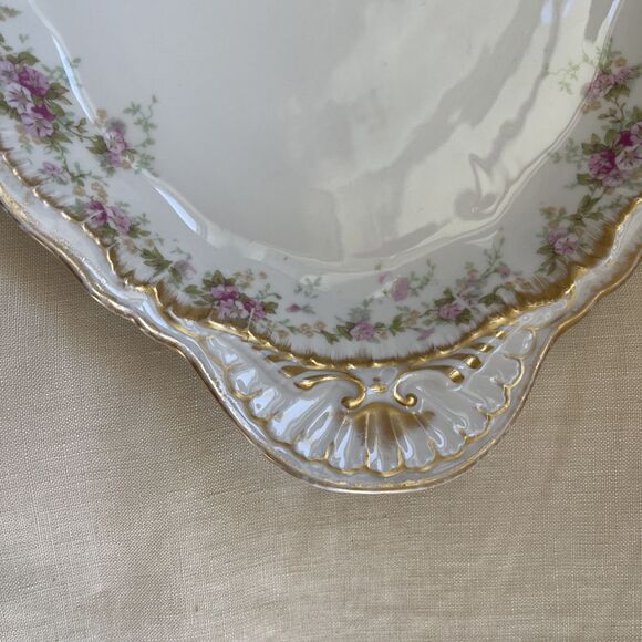 Theodore Haviland Schleiger France Handled Oval Platter, Antique Double Gold 12" - Picture 3 of 8